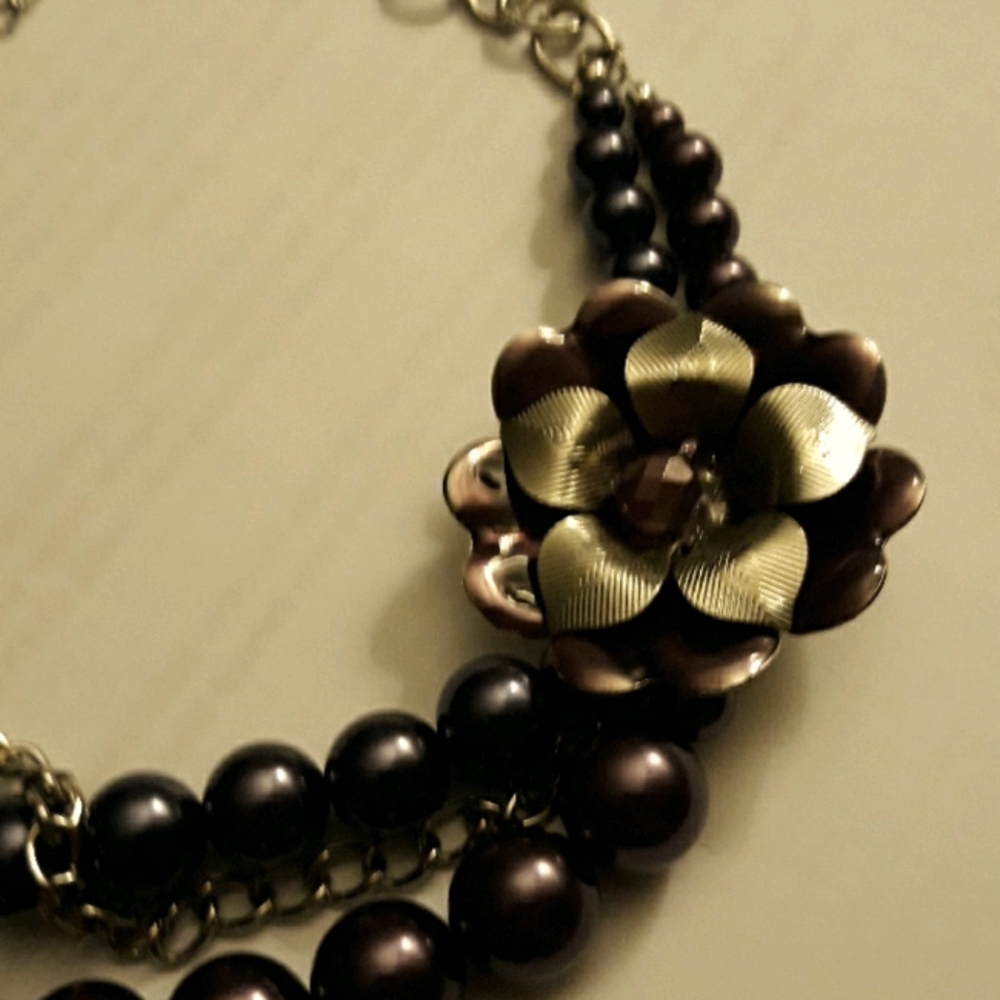 Purple and silver tone necklace
